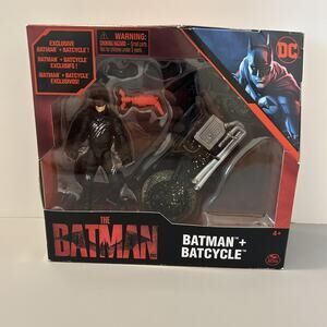 THE BATMAN Movie BATMAN + BATCYCLE Action Figure Exclusive! 2021 Spin Master